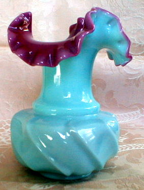 FENTON Cased GLASS Vase LILAC 6.5 inches TALL