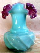 FENTON Cased GLASS Vase LILAC 6.5 inches TALL