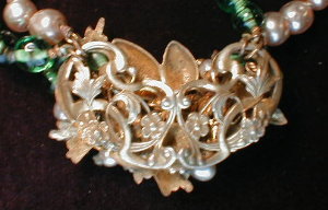 Miriam Haskell Style Necklace Green Bead