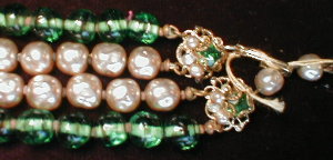 Miriam Haskell Style Necklace Green Bead