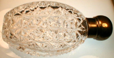 CUT Glass PERFUME Purse FLASK - ANTIQUE -