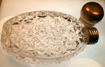 CUT Glass PERFUME Purse FLASK - ANTIQUE -