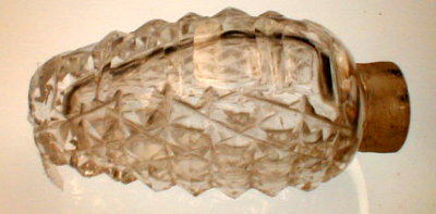 CUT Glass Perfume FLASK Diamond Pattern ANTIQUE