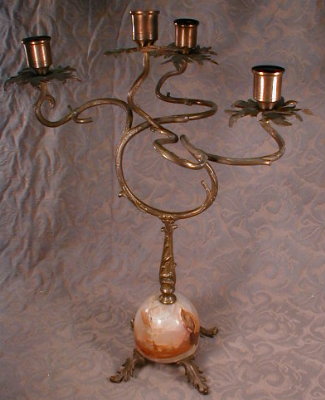 CANDELABRAS Pair ANTIQUE Alabaster BASE Unique-