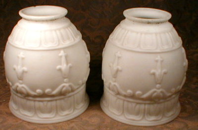 SATIN Glass SHADES Victorian PAIR - Antique -