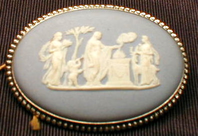 WEDGWOOD Jasperware Brooch - STERLING Pin -