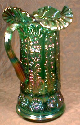FENTON Carnival PITCHER - Blue GREEN Opalescent