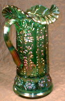FENTON Carnival PITCHER - Blue GREEN Opalescent