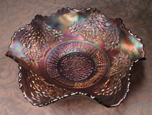 FENTON Orange TREE Bowl BLUE Carnival GLASS