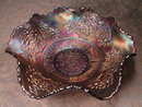 FENTON Orange TREE Bowl BLUE Carnival GLASS