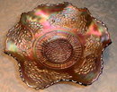 FENTON Orange TREE Bowl BLUE Carnival GLASS