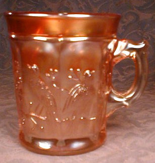 NORTHWOOD Singing BIRD Mugs CARNIVAL Glass PAIR
