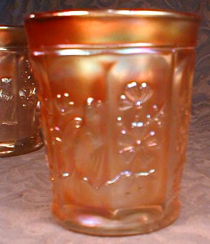NORTHWOOD Singing BIRD Mugs CARNIVAL Glass PAIR