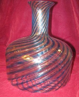 Murano Carafe Vase Blue Gold swirl Venetian Glass