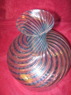 Murano Carafe Vase Blue Gold swirl Venetian Glass