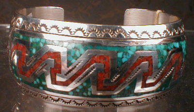 NAVAJO Silver TURQUOISE Bracelet - VINTAGE -