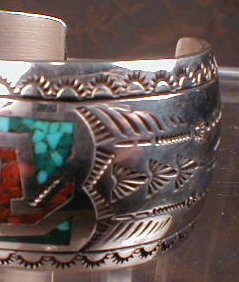 NAVAJO Silver TURQUOISE Bracelet - VINTAGE -