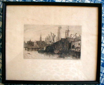Hodgdon BOSTON Harbor SCENE -Antique-