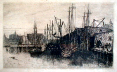 Hodgdon BOSTON Harbor SCENE -Antique-