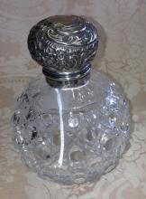Beaux Arts Crystal PERFUME Bottle SILVER Top ANTIQUE-