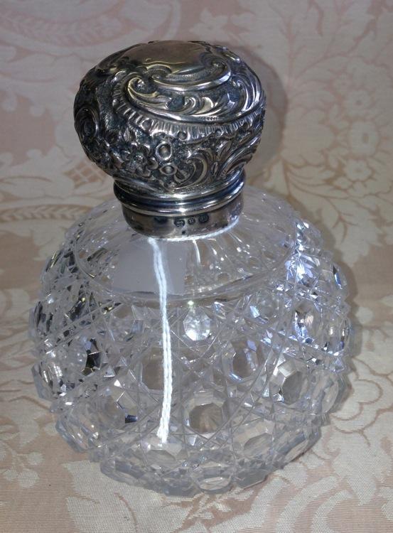 Beaux Arts Crystal PERFUME Bottle SILVER Top ANTIQUE-