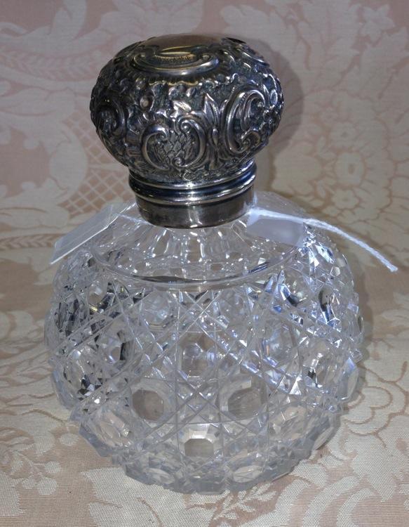 Beaux Arts Crystal PERFUME Bottle SILVER Top ANTIQUE-
