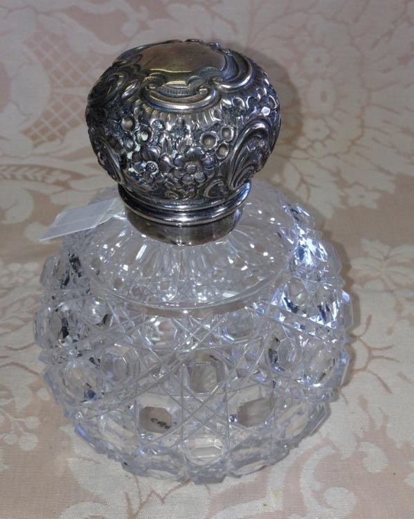 Beaux Arts Crystal PERFUME Bottle SILVER Top ANTIQUE-