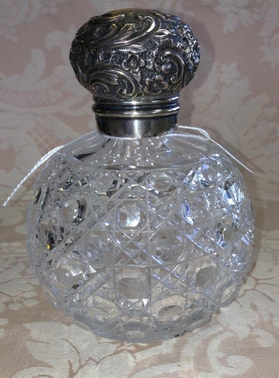 Beaux Arts Crystal PERFUME Bottle SILVER Top ANTIQUE-