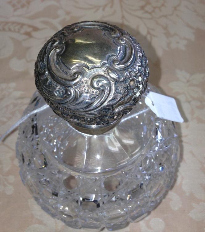 Beaux Arts Crystal PERFUME Bottle SILVER Top ANTIQUE-