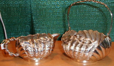 DERBY Silver SHELL Creamer & Sugar - ANTIQUE -