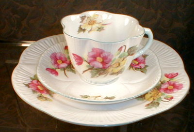 Shelley BEGONIA Trio DAINTY - Cup Saucer PLATE-