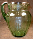 SILVER Overlay PITCHER Etched Glass -ANTIQUE-