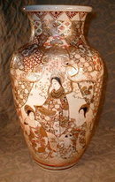 SATSUMA Vase AWATI Kyoto -LARGE- Antique -