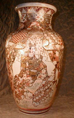 SATSUMA Vase AWATI Kyoto -LARGE- Antique -