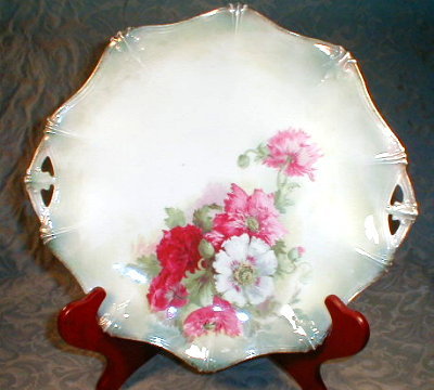 RS Prussia ANEMONES Plate HANDLES - Antique -
