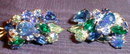 ROBERT Rhinestone EARRINGS Blue clips -VINTAGE-