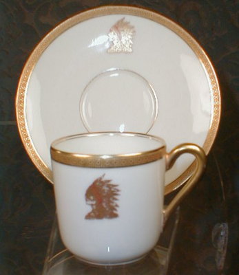 LIMOGES Indian HEAD Demi Cup +Saucer - HAVILAND-
