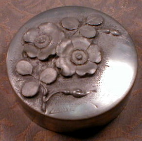French CHASED Trinket VANITY Box SIGNED Cortes-