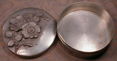 French CHASED Trinket VANITY Box SIGNED Cortes-