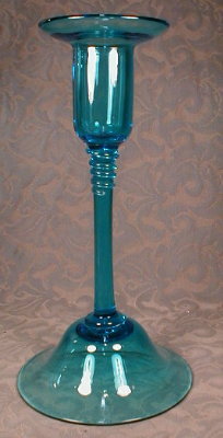 STEUBEN Glass CANDLEsticks Blue PAIR - Large -