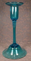 STEUBEN Glass CANDLEsticks Blue PAIR - Large -