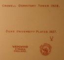 DUKE University WEDGWOOD Plate CROWELL - 1937