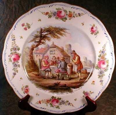 FRENCH Faience CHARGER Signed DuCroc -ANTIQUE-