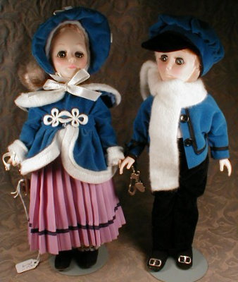 EFFANBEE Skating DOLLS (2) Currier+Ives SERIES-
