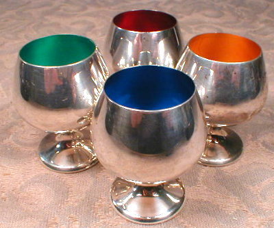 GORHAM Snifter CORDIALS Enamel Interiors (4)