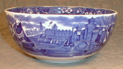 WEDGWOOD Ferrara BOWL Blue Transferware ANTIQUE