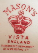 MASONS Vista CUPS/Saucers PINK Transferware (4)