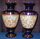 DOULTON Tapestry VASES - Pair COBALT - Antique -
