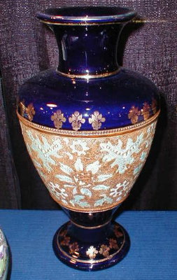 DOULTON Tapestry VASES - Pair COBALT - Antique -