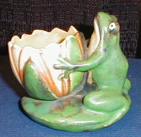 WELLER CopperTONE Frog LOTUS Vase -ANTIQUE-